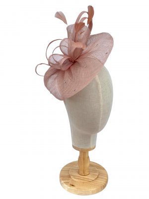 Nude Dusky Pink Sinamay Bow and Diamante Fascinator