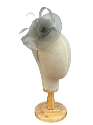 Grey Fascinator with 3 flower design