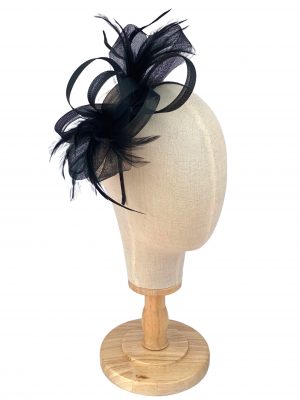 Black Loop Bow Fascinator With Feathers