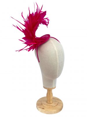 Cerise Hot Pink Feather Curl Fascinator