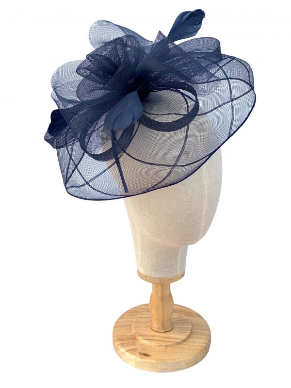 Navy Blue Large Mesh Fascinator Fascinators UK
