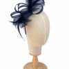 Navy Loop Bow Fascinator With Feathers