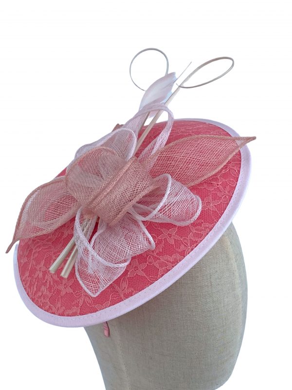 Pink and White Lace Fascinator Fascinator