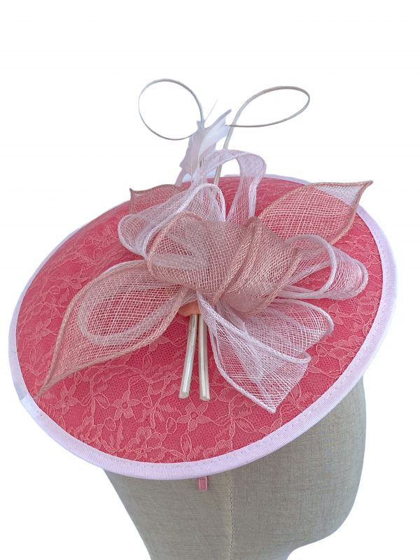 Pink and White Lace Fascinator Fascinator