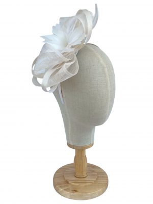 White Sinamay Flower Bow Fascinator