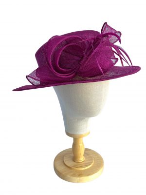 Grape Purple Wedding Hat With Feathers and Bows