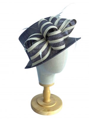 Grey and White Bow Wedding Hat 1