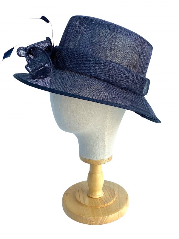 Navy Blue Wedding Hat With Elegant Bow Fascinator