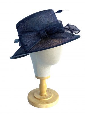 Navy Blue Wedding Hat With Front Bow