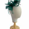 Emerald Green Mesh Loop Bow With Feathers Fascinator