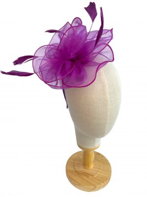 Bright Purple Fascinator With Layers And Feathers (2)