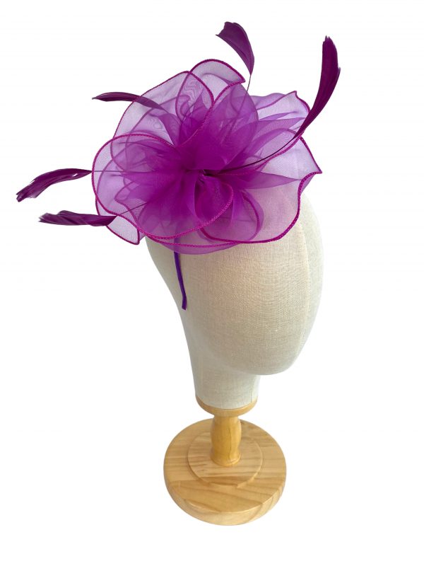 Bright Purple Fascinator With Layers And Feathers Fascinator
