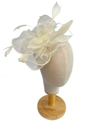 Cream Fascinator With Layers And Feathers