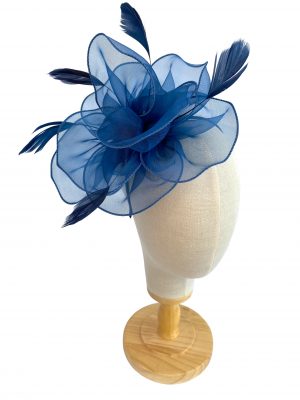 Dark Blue Fascinator With Layers And Feathers