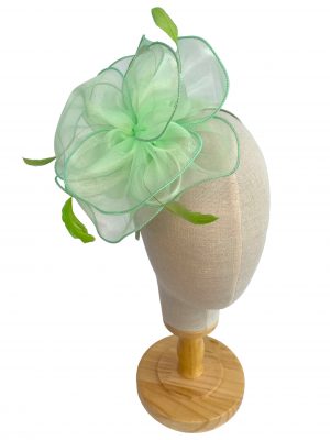 Light Mint Green Fascinator With Layers And Feathers