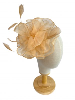 Nude Champagne Fascinator With Layers And Feathers