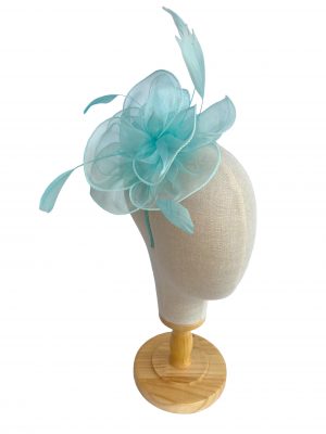 Sky Blue Fascinator With Layers And Feathers (5)