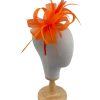 Bright Orange Loop Bow Fascinator With Feathers (2)
