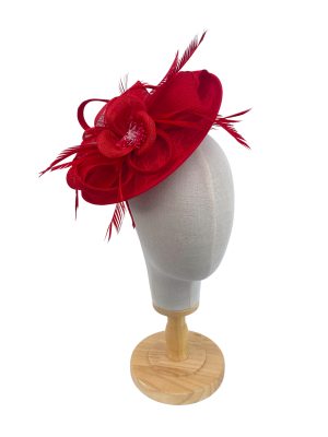 Red Flower on Lace Base Fascinator