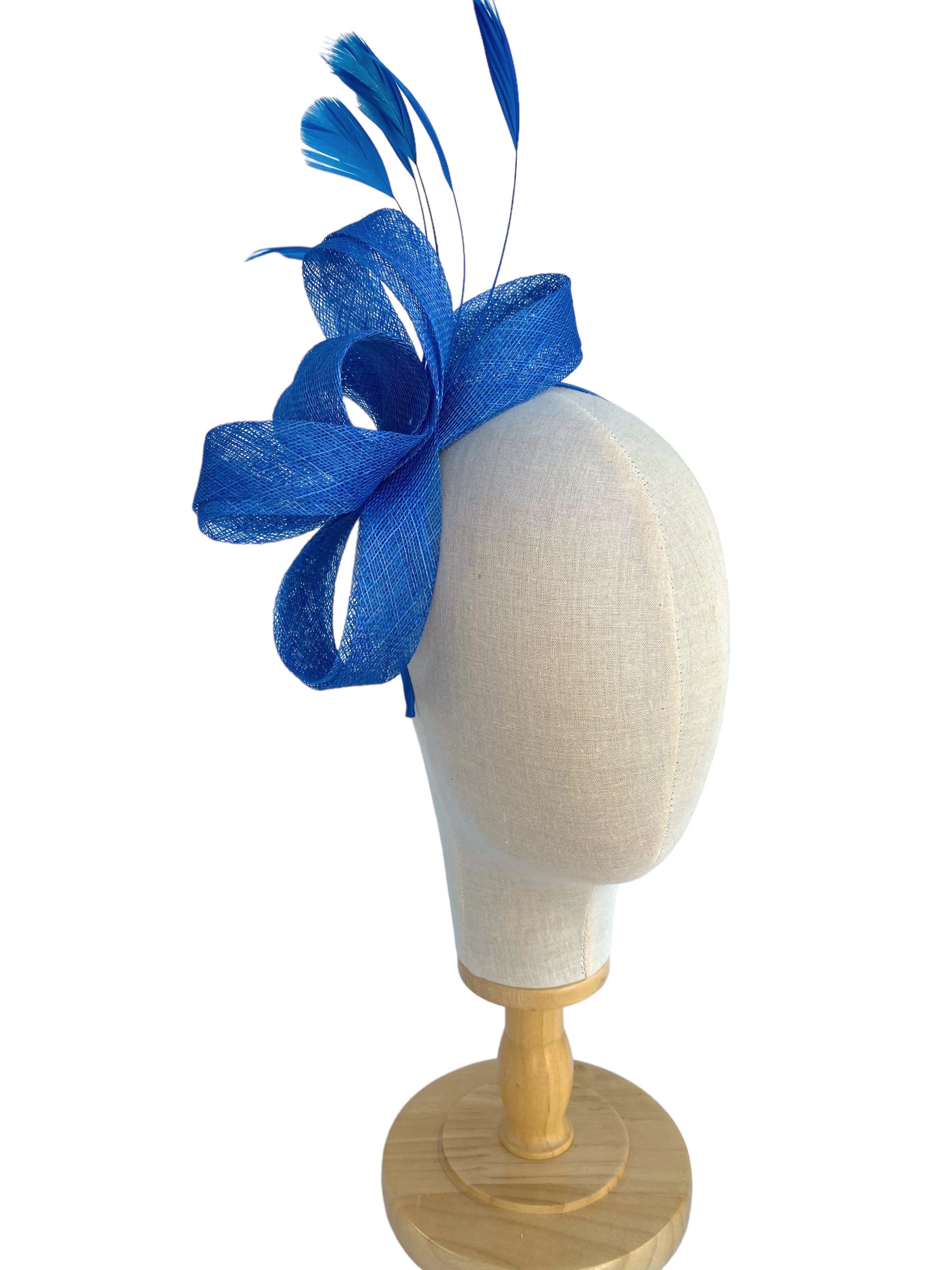 Elegant Royal Blue Sinamay Bow Fascinator