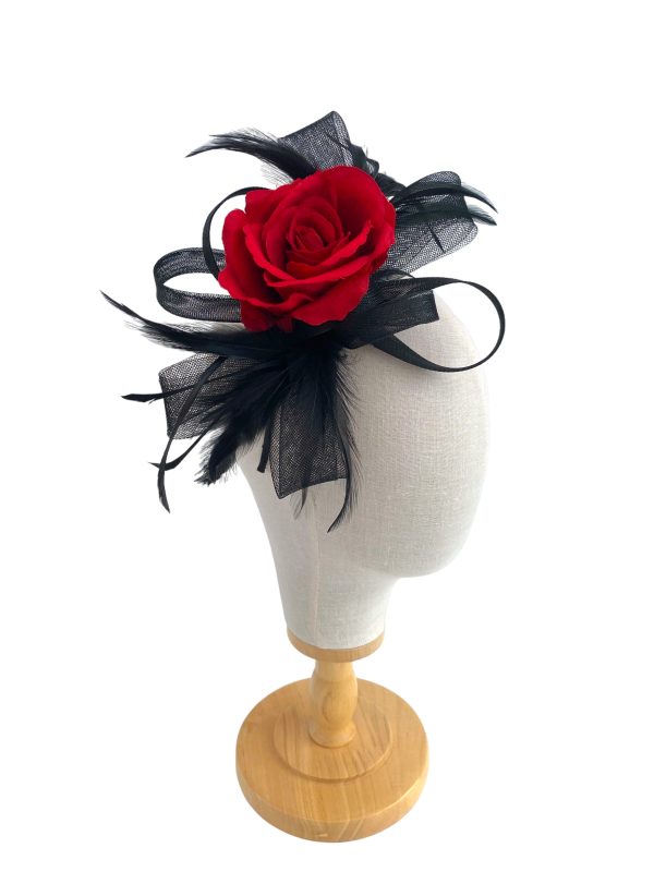 Black and Red Bow Fascinator With Clip and Headband Fascinator