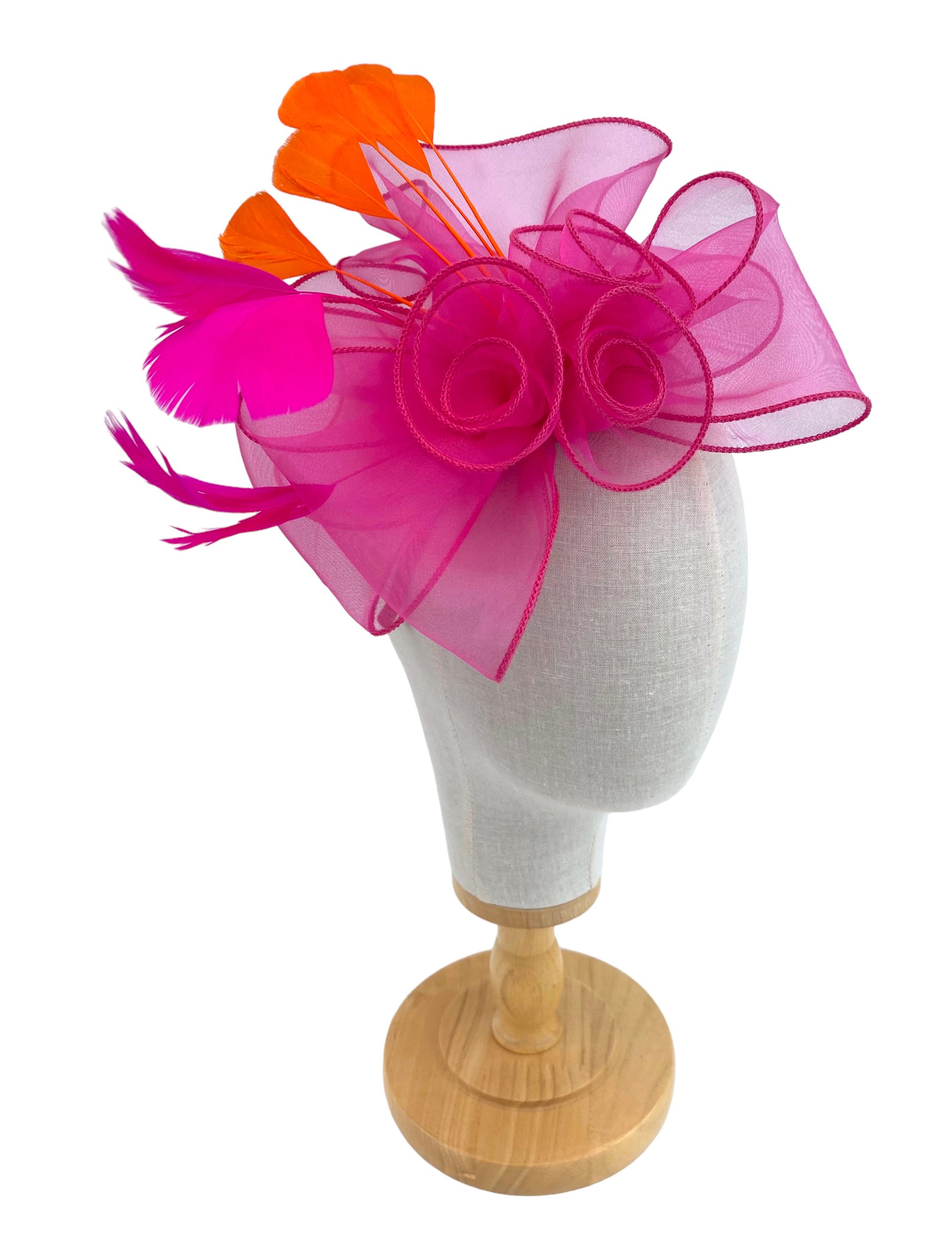 Hot Pink And Orange Fascinator