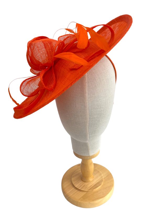 Large Orange Wedding Hatinator On Headband Fascinator