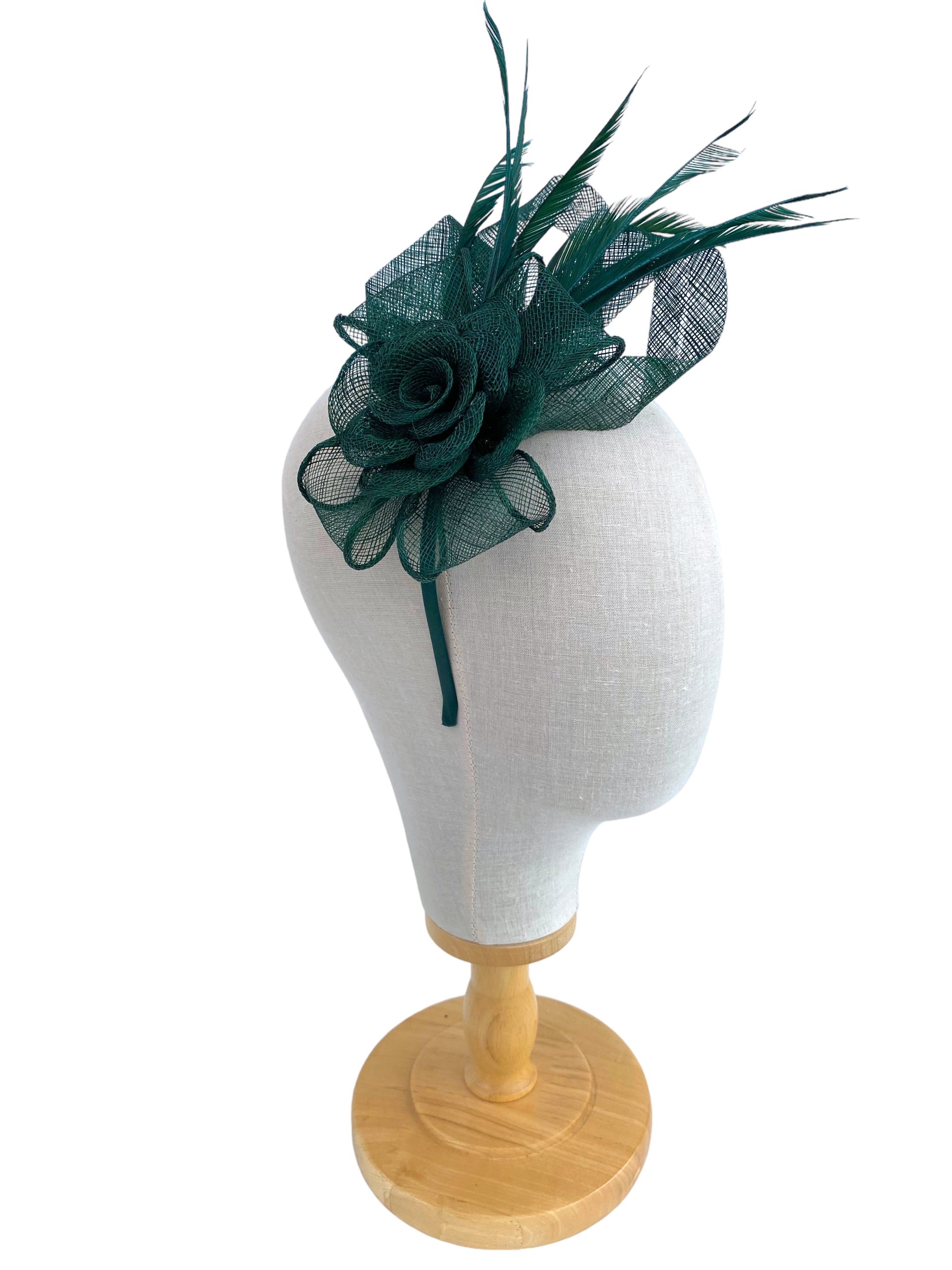 Pretty Flower Dark Green Sinamay Fascinator