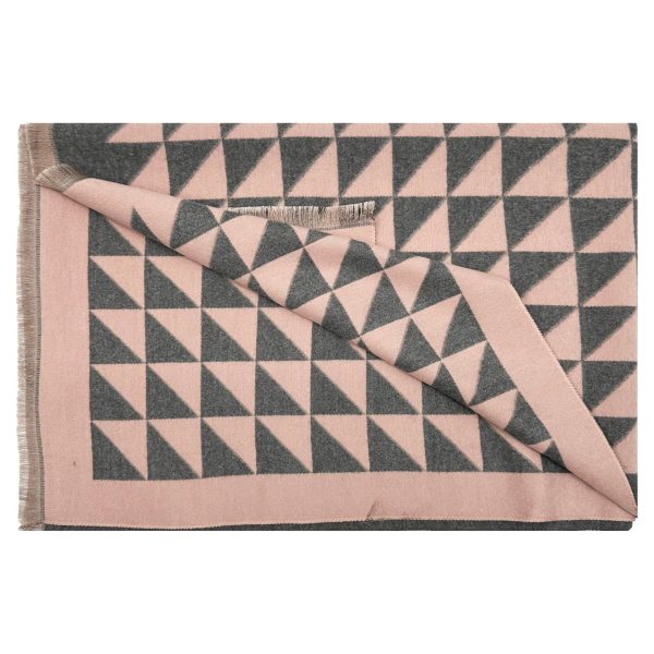 Pink and Grey Geometric Pattern Ladies Scarf Viscose Cotton Blend Fascinator