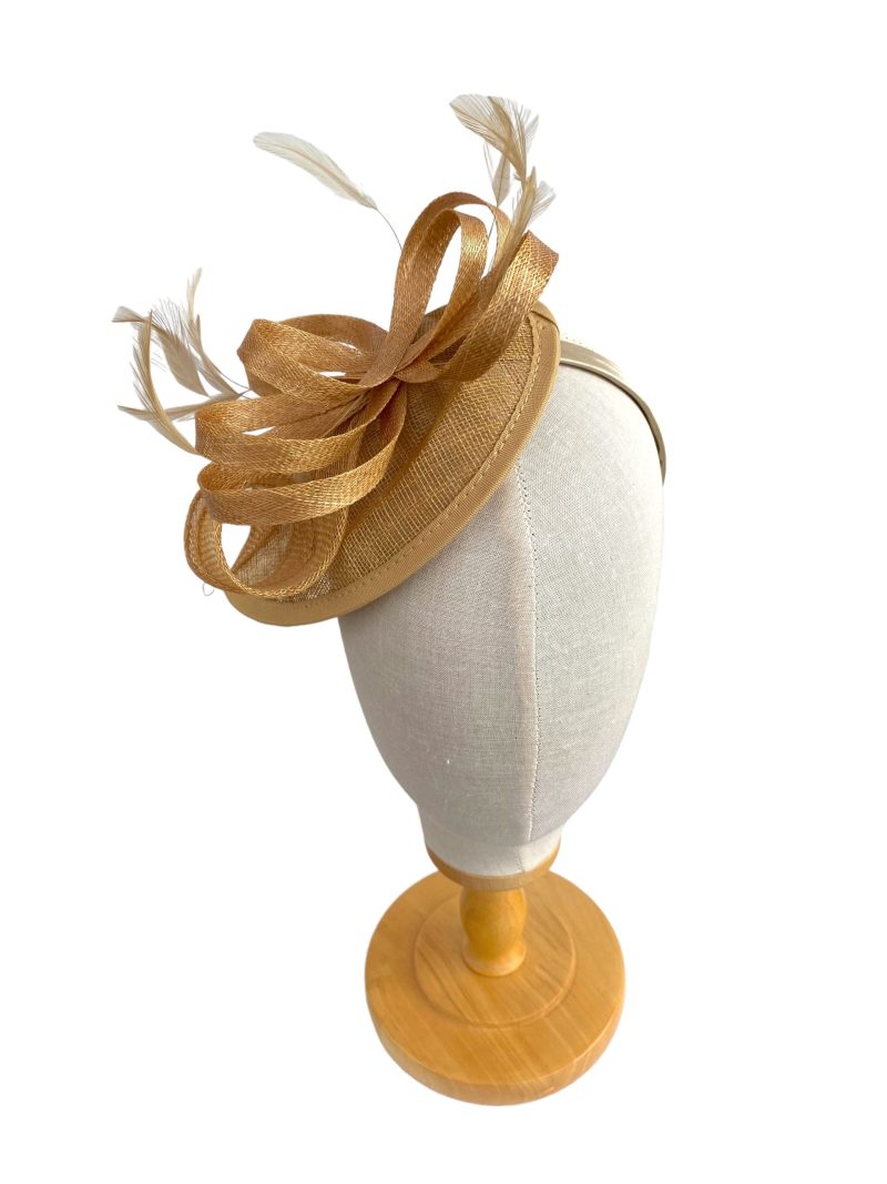 Fascinator Hat Veil Feather Dark khaki Khaki Fascinator - Etsy main image 3